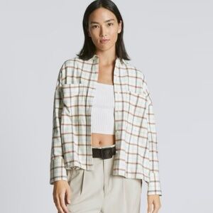 Everlane Flannel Shirt Brushed Cotton Plaid Boxy Oversized Multi XS NWT